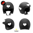 Charger l'image dans la galerie, G-heart1 blanc - kit sticker de 4 autocollants retro réfléchissants cœur casque moto 3M homologués (vue jour B)