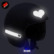 Charger l'image dans la galerie, G-heart2 noir - kit sticker de 4 autocollants retro réfléchissants cœur casque moto 3M homologués (vue nuit A)
