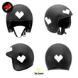 Charger l'image dans la galerie, G-heart8bit blanc - kit sticker de 4 autocollants retro réfléchissants cœur casque moto 3M homologués (vue jour B)