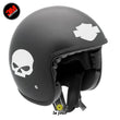 Charger l'image dans la galerie, G-skullHD2 blanc - kit sticker de 4 autocollants retro réfléchissants crane tete de mort biker harley davidson bar end shield casque moto 3M homologués (vue jour A)