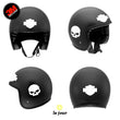 Charger l'image dans la galerie, G-skullHD2 blanc - kit sticker de 4 autocollants retro réfléchissants crane tete de mort biker harley davidson bar end shield casque moto 3M homologués (vue jour B)