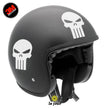 Charger l'image dans la galerie, G-skullpunish1 blanc - kit sticker de 4 autocollants retro réfléchissants crane tete de mort punisher biker harley davidson casque moto 3M homologués (vue jour A)
