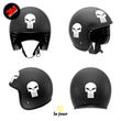 Charger l'image dans la galerie, G-skullpunish1 blanc - kit sticker de 4 autocollants retro réfléchissants crane tete de mort punisher biker harley davidson casque moto 3M homologués (vue jour B)