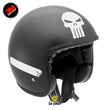 Charger l'image dans la galerie, G-skullpunish2 blanc - kit sticker de 4 autocollants retro réfléchissants crane tete de mort punisher biker harley davidson casque moto 3M homologués (vue jour A)