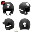 Charger l'image dans la galerie, G-skullpunish2 blanc - kit sticker de 4 autocollants retro réfléchissants crane tete de mort punisher biker harley davidson casque moto 3M homologués (vue jour B)