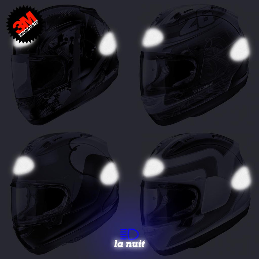S-ARAI 3 logos standard - kit sticker de 4 autocollants retro réfléchissants casque moto 3M homologués (vue nuit B)