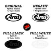 Charger l'image dans la galerie, S-ARAI 3 logos sur mesure - kit sticker de 4 autocollants retro réfléchissants casque moto 3M homologués (variantes couleurs fond logo)