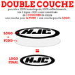 Charger l'image dans la galerie, S-HJC 3 logos sur mesure - kit sticker de 4 autocollants retro réfléchissants casque moto 3M homologués (explication technique double couche)