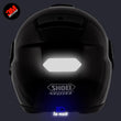 Charger l'image dans la galerie, S-SHOEI NEOTEC logo - kit sticker de 4 autocollants retro réfléchissants casque moto 3M homologués (vue nuit B)