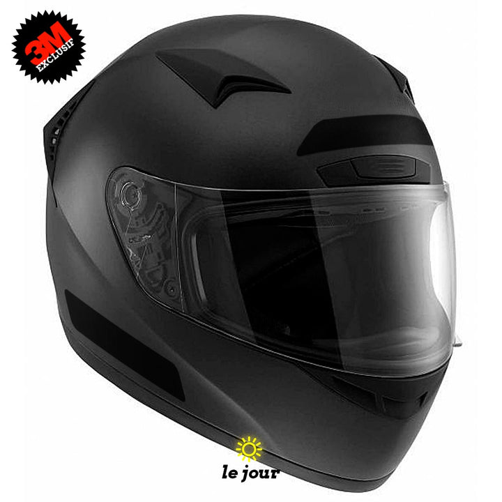 B-107x20 OBLIK noir - kit sticker de 4 autocollants retro réfléchissants casque moto 3M homologués (vue jour A)