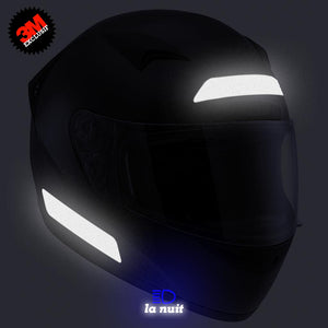 B-107x20 OBLIK noir - kit sticker de 4 autocollants retro réfléchissants casque moto 3M homologués (vue nuit A)