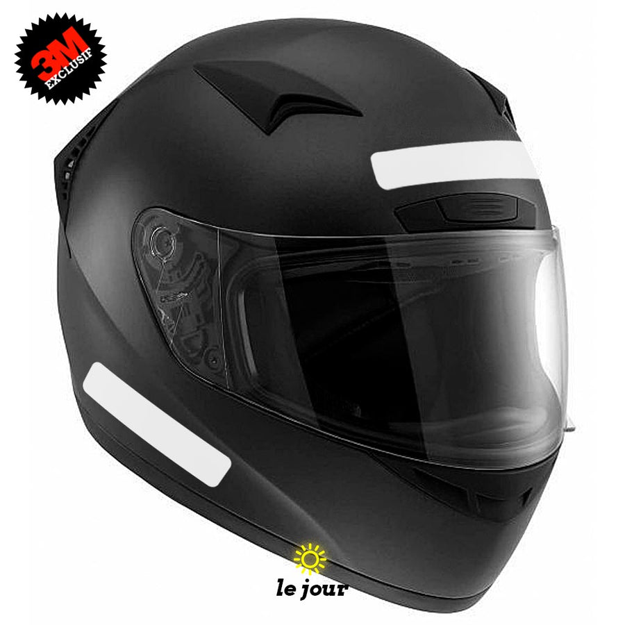B-92x20 blanc - kit sticker de 4 autocollants retro réfléchissants casque moto 3M homologués (vue jour A)