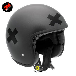 B-KROSS noir - kit sticker de 4 autocollants retro réfléchissants casque moto 3M homologués (vue jour A)