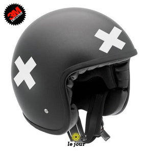 B-KROSS blanc - kit sticker de 4 autocollants retro réfléchissants casque moto 3M homologués (vue jour A)