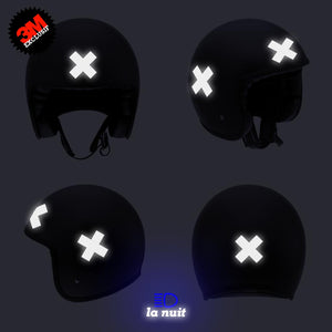 B-KROSS noir - kit sticker de 4 autocollants retro réfléchissants casque moto 3M homologués (vue nuit B)