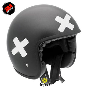 B-KROSS ROUNDED blanc - kit sticker de 4 autocollants retro réfléchissants casque moto 3M homologués (vue jour A)