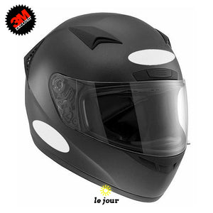 B-OVAL blanc - kit sticker de 4 autocollants retro réfléchissants casque moto 3M homologués (vue jour A)