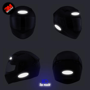 B-OVAL noir - kit sticker de 4 autocollants retro réfléchissants casque moto 3M homologués (vue nuit B)