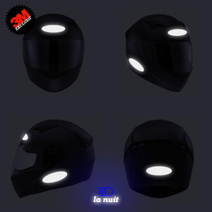 B-OVAL blanc - kit sticker de 4 autocollants retro réfléchissants casque moto 3M homologués (vue nuit B)