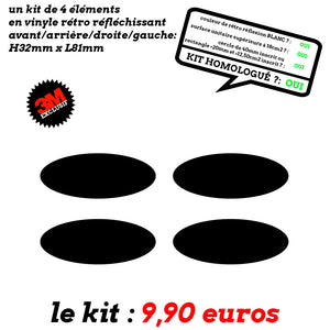 Autocollant Réfléchissant 18.02 Cm² Kit De 8 Stickers Réfléchissants Ovales Pour Casque Moto | Noir, Dimensions Réglementaires 8,5x2,7 Cm | Fabriqué En France Autocollant Réfléchissant 18.02 Cm² Kit De 8 Stickers Réfléchissants Ovales Pour Casque Moto | Noir, Dimensions Réglementaires 8,5x2,7 Cm | Fabriqué En France
