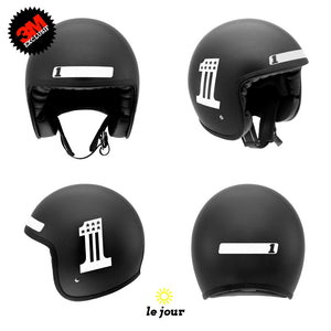 G-biker2xxl blanc - kit sticker de 4 autocollants retro réfléchissants biker harley davidson casque moto 3M homologués (vue jour B)