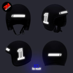 G-biker2xxl noir - kit sticker de 4 autocollants retro réfléchissants biker harley davidson casque moto 3M homologués (vue nuit B)