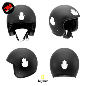 G-KHAMSA blanc - kit sticker de 4 autocollants retro réfléchissants main fatma fatima porte bonheur casque moto 3M homologués (vue jour B)