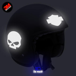 Sticker rétro réfléchissant pour casque moto Tête de mort