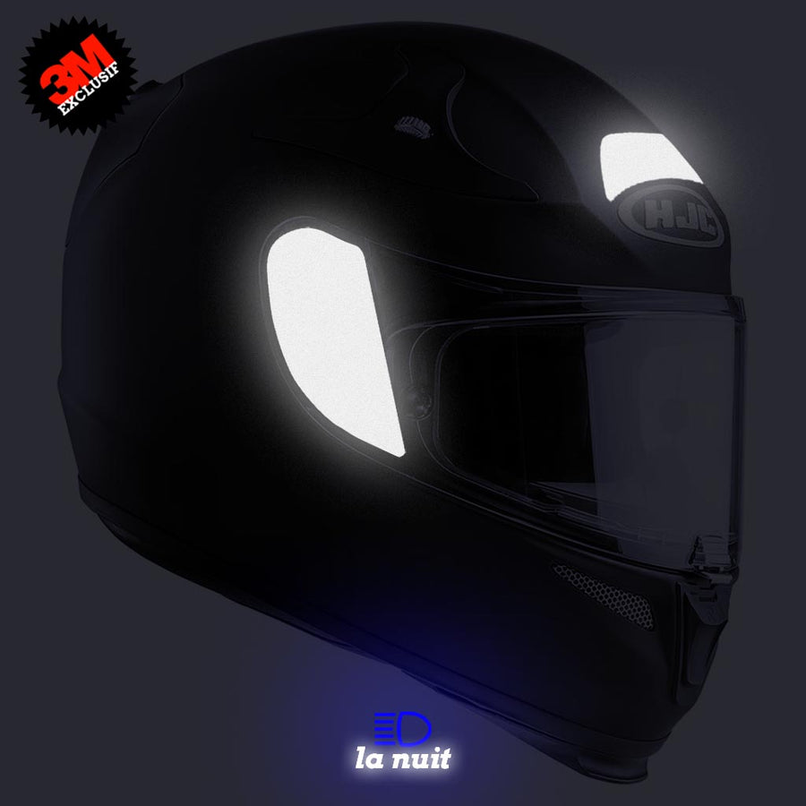 S-HJC rpha 10 plus noir - kit sticker de 4 autocollants retro réfléchissants casque moto 3M homologués (vue nuit A)