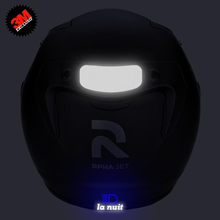 S-HJC rpha 10 plus noir - kit sticker de 4 autocollants retro réfléchissants casque moto 3M homologués (vue nuit B)