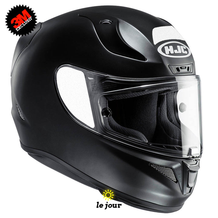 S-HJC rpha 11 blanc - kit sticker de 4 autocollants retro réfléchissants casque moto 3M homologués (vue jour A)