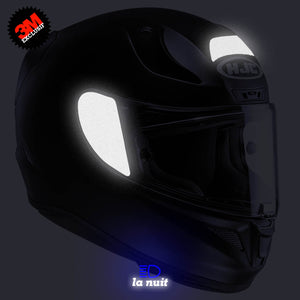 S-HJC rpha 11 noir - kit sticker de 4 autocollants retro réfléchissants casque moto 3M homologués (vue nuit A)