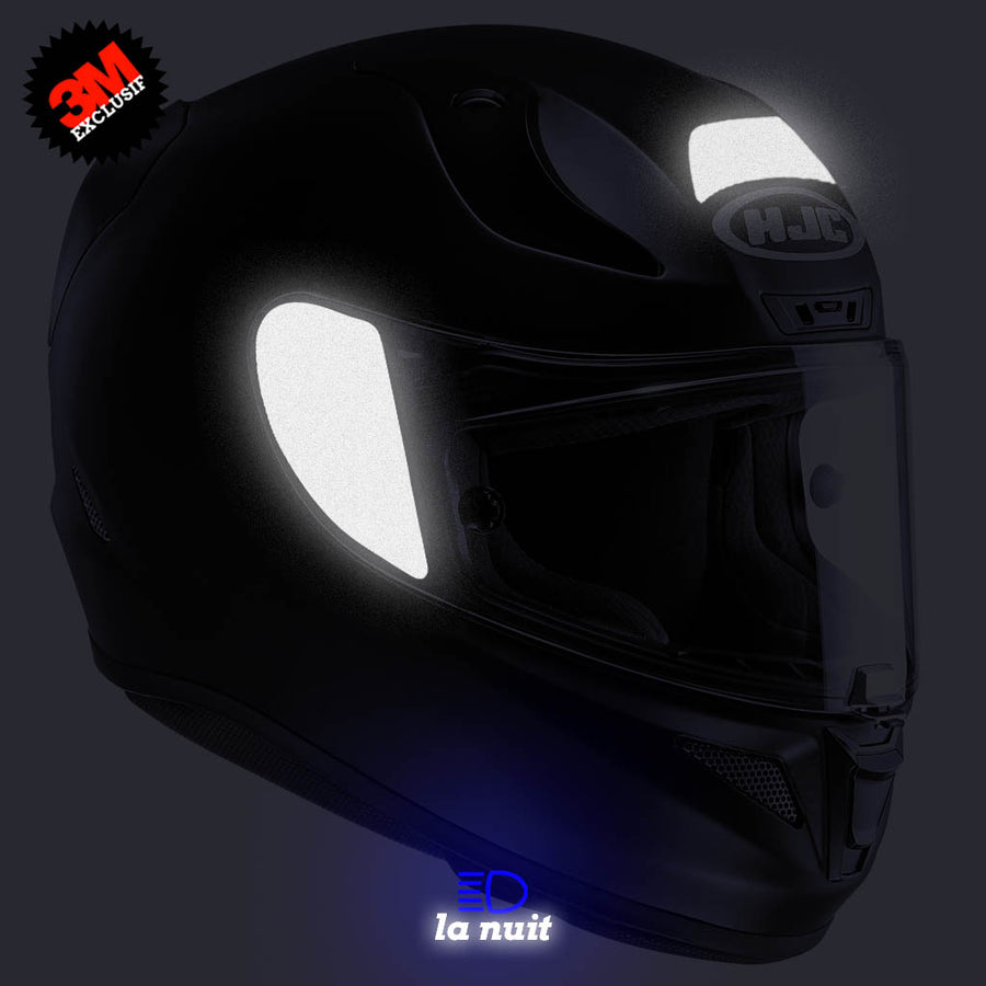 S-HJC rpha 11 noir - kit sticker de 4 autocollants retro réfléchissants casque moto 3M homologués (vue nuit A)