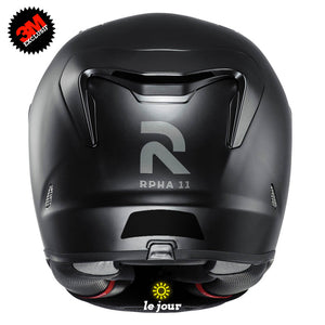 S-HJC rpha 11 noir - kit sticker de 4 autocollants retro réfléchissants casque moto 3M homologués (vue jour B)