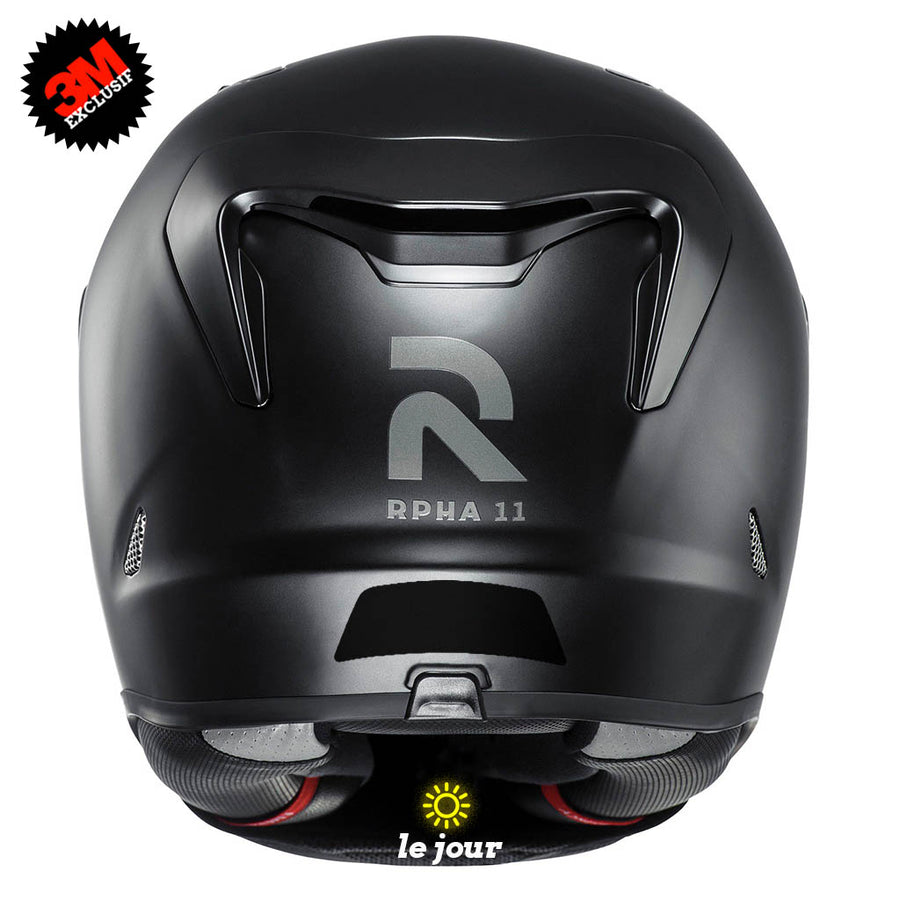S-HJC rpha 11 noir - kit sticker de 4 autocollants retro réfléchissants casque moto 3M homologués (vue jour B)