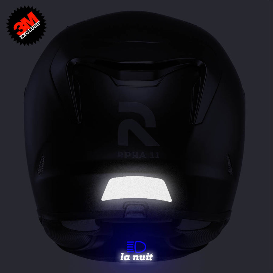 S-HJC rpha 11 noir - kit sticker de 4 autocollants retro réfléchissants casque moto 3M homologués (vue nuit B)