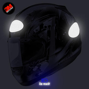 S-ARAI 3 logos sur mesure - kit sticker de 4 autocollants retro réfléchissants casque moto 3M homologués (vue nuit A)