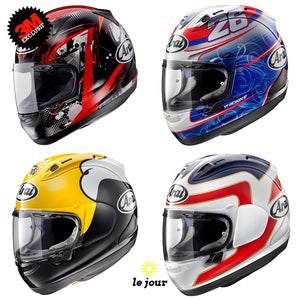 S-ARAI 3 logos sur mesure - kit sticker de 4 autocollants retro réfléchissants casque moto 3M homologués (vue jour B)