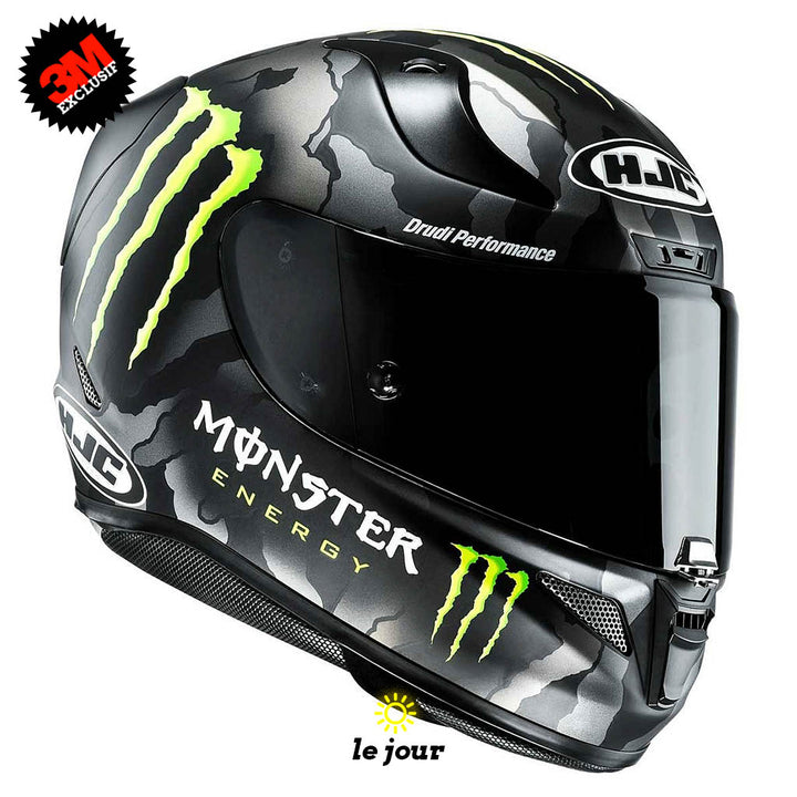 S-HJC 3 logos sur mesure - kit sticker de 4 autocollants retro réfléchissants casque moto 3M homologués (vue jour A)