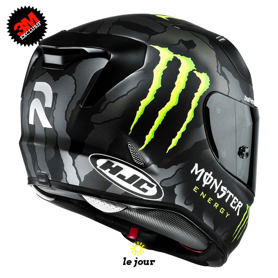 S-HJC 3 logos sur mesure - kit sticker de 4 autocollants retro réfléchissants casque moto 3M homologués (vue jour B)