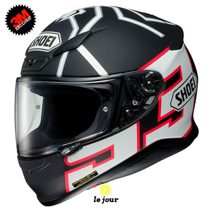 S-SHOEI 3 logos standard - kit sticker de 4 autocollants retro réfléchissants casque moto 3M homologués (vue jour A)