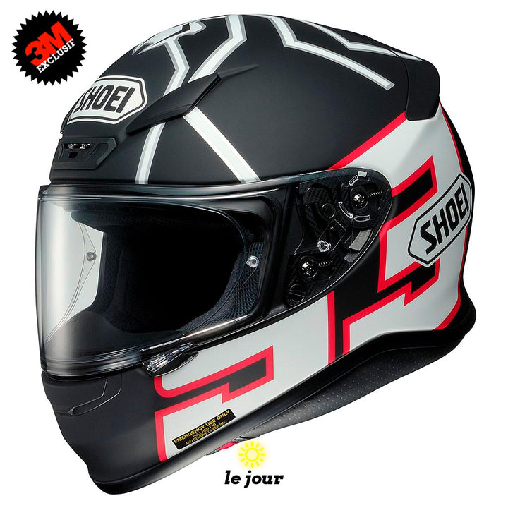 S-SHOEI 3 logos standard - kit sticker de 4 autocollants retro réfléchissants casque moto 3M homologués (vue jour A)
