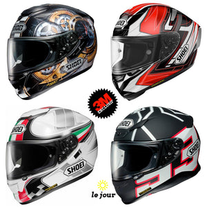S-ARAI 3 logos standard - kit sticker de 4 autocollants retro réfléchissants casque moto 3M homologués (vue jour B)