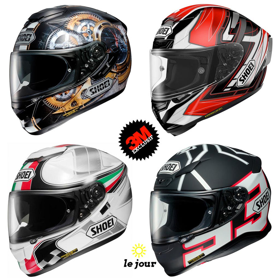 S-ARAI 3 logos standard - kit sticker de 4 autocollants retro réfléchissants casque moto 3M homologués (vue jour B)