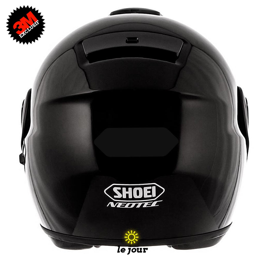 S-SHOEI NEOTEC logo - kit sticker de 4 autocollants retro réfléchissants casque moto 3M homologués (vue jour B)