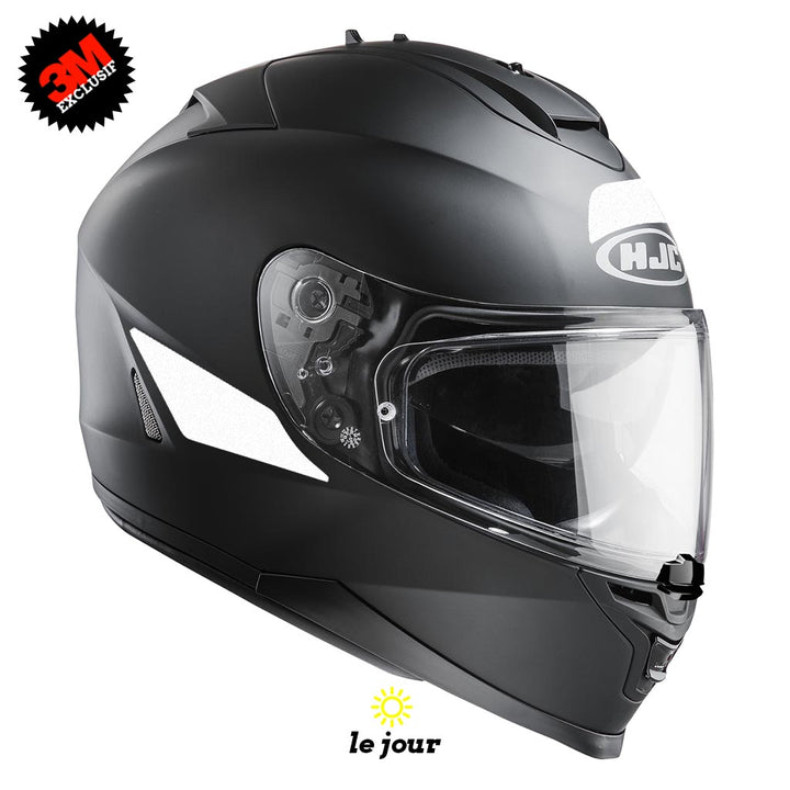 S-HJC is17 blanc - kit sticker de 4 autocollants retro réfléchissants casque moto HJC IS17 3M homologués (vue jour A)