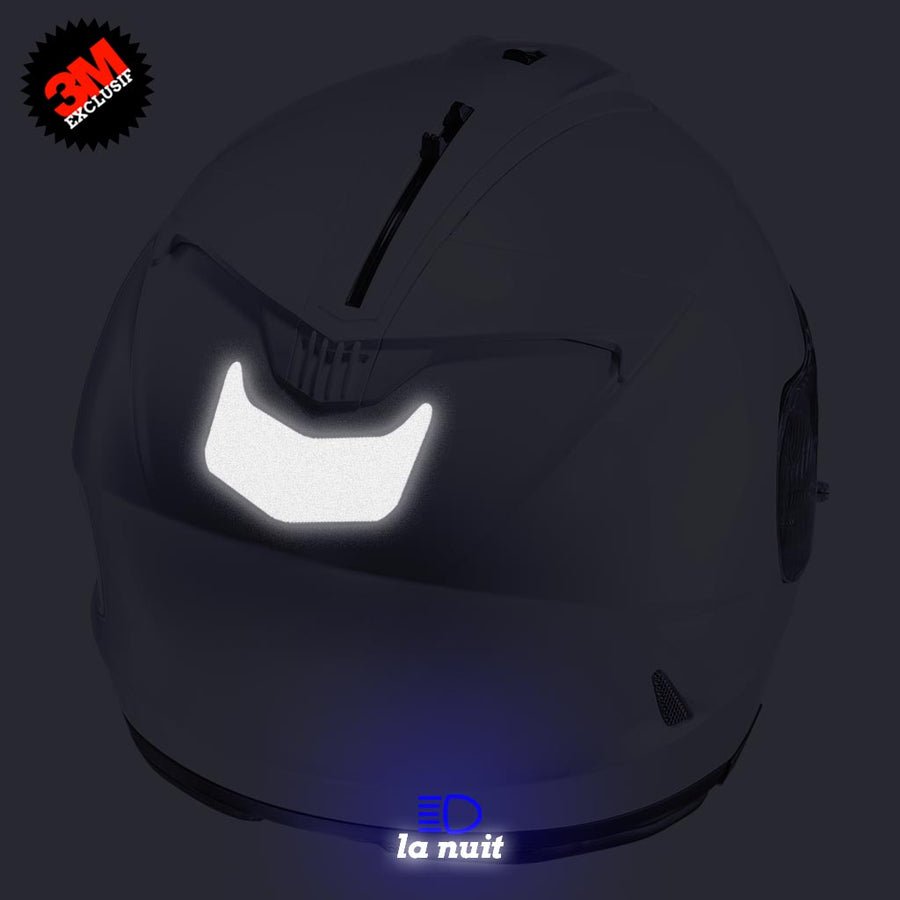 S-HJC is17 noir - kit sticker de 4 autocollants retro réfléchissants casque moto HJC IS17 3M homologués (vue nuit B)